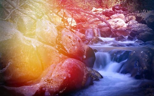 River flowing through mountain rocks